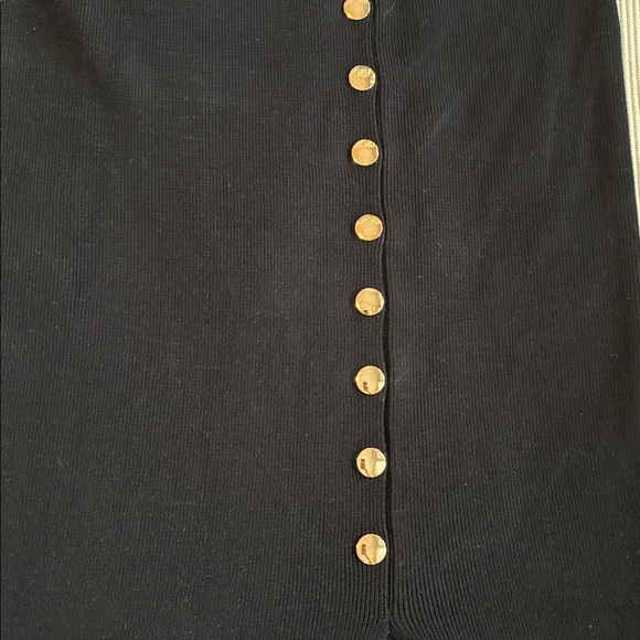 Elegant Black Gold Button-Front Skirt - S - Picture 5 of 10